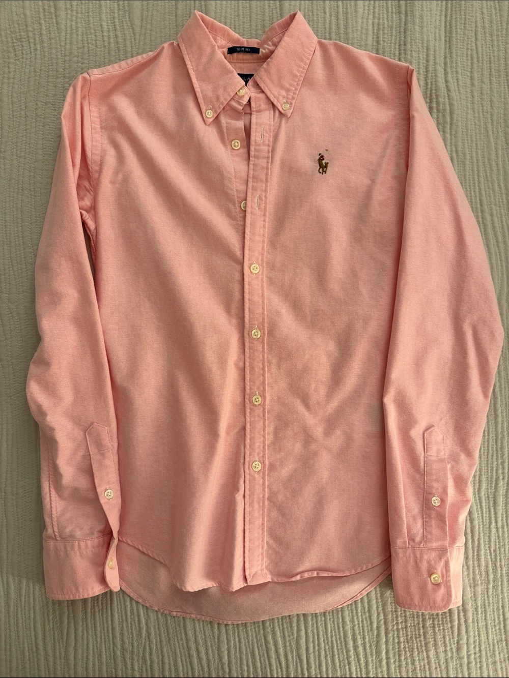Ralph Lauren 100% Cotton Light Pink Slim Fit Button-Down Oxford Shirt